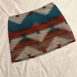 American Eagle Women’s Wool Blend Southwest Aztec Lined Rear Zippered Mini Skirt